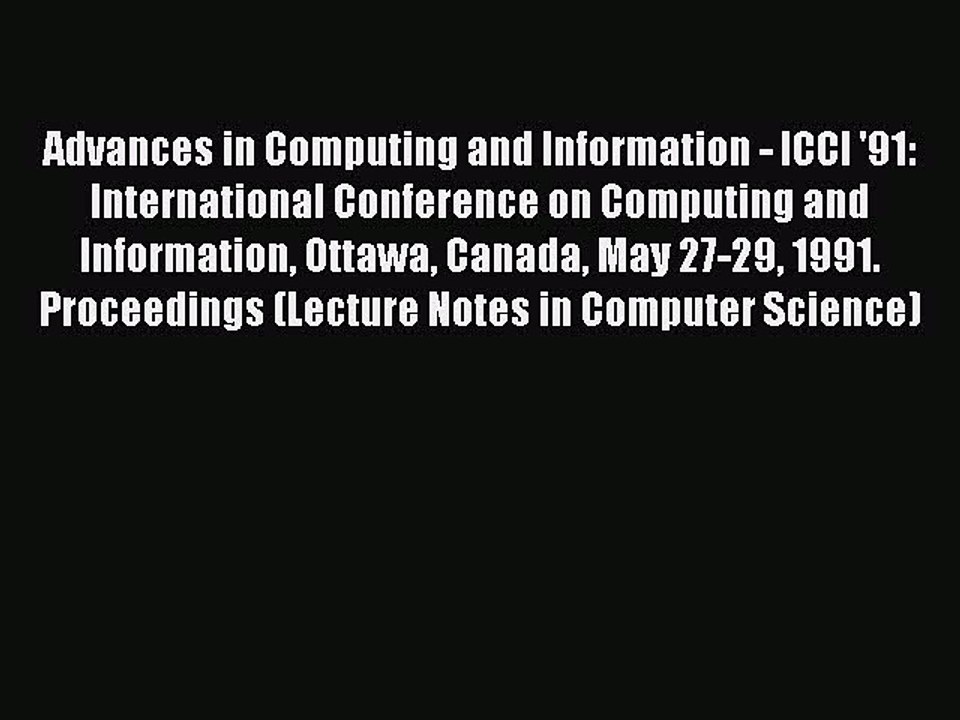 Read Advances in Computing and Information - ICCI '91: International Conference on Computing