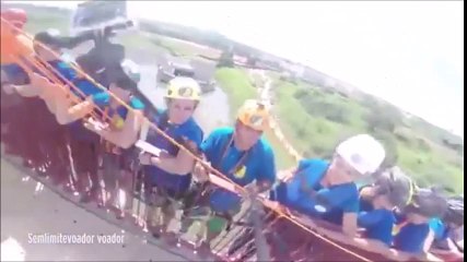 World Record! Rope jump record smashed as 149 daredevils leap from 98ft high bridge at same time