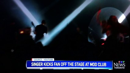 Singer draw kicks fan off stage