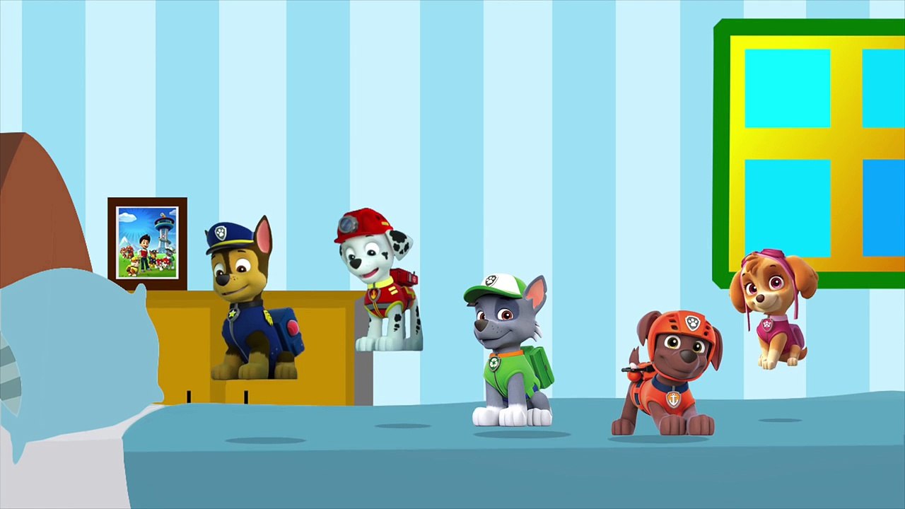 PAW PATROL FIVE LITTLE MONKEYS JUMPING ON THE BED NURSERY RHYMES - 5 LITTLE MONKEYS PAW PATROL SONG