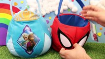 SURPRISE Easter Baskets FROZEN Elsa, Anna, SPIDERMAN with Kinder Surprise Eggs, Shopkins Blind Bags