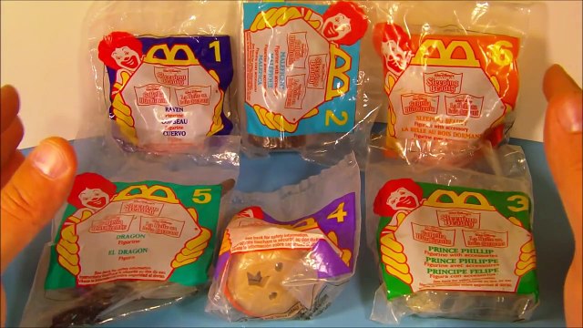 1996 WALT DISNEYS MASTERPIECE SLEEPING BEAUTY SET OF 6 McDONALDS KIDS MEAL TOYS VIDEO REVIEW