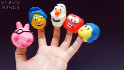 Peppa Pig Play Doh Finger Family with Inside Out Joy, McQueen, Frozen Olaf, Pocoyo