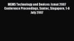 Download MEMS Technology and Devices: Icmat 2007 Conference Proceedings Suntec Singapore 1-6