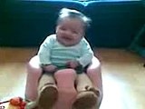 Amélie inspecting her bear slippers