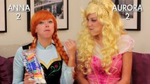 Anna vs Aurora Chubby Bunny Challenge, Frozen vs Sleeping Beauty. DisneyToysFan.