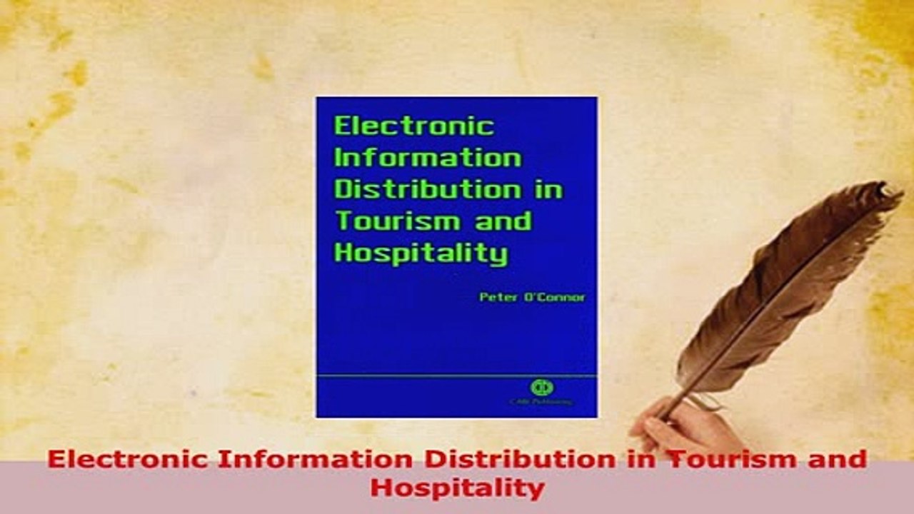 PDF  Electronic Information Distribution in Tourism and Hospitality Download Full Ebook