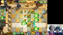 Dad & Kids play Plants vs. Zombies 2: Ancient Egypt Level 20: Endangered Plants (iOS Face Cam)