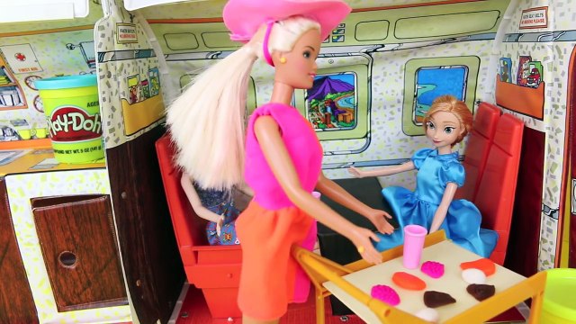 Frozen DREAM Elsa Anna Barbie Airplane Vacation Play Doh Nightmare Parody Part 1