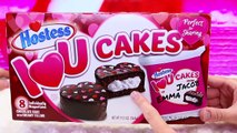 SURPRISE CUPCAKES! Valentines Day Surprise Toys Inside Hostess I Love You Cakes by DisneyCarToys