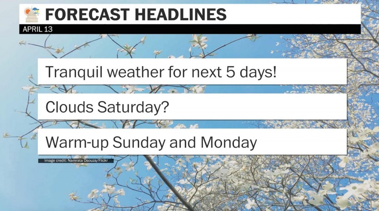 Tranquil weather for the next five days