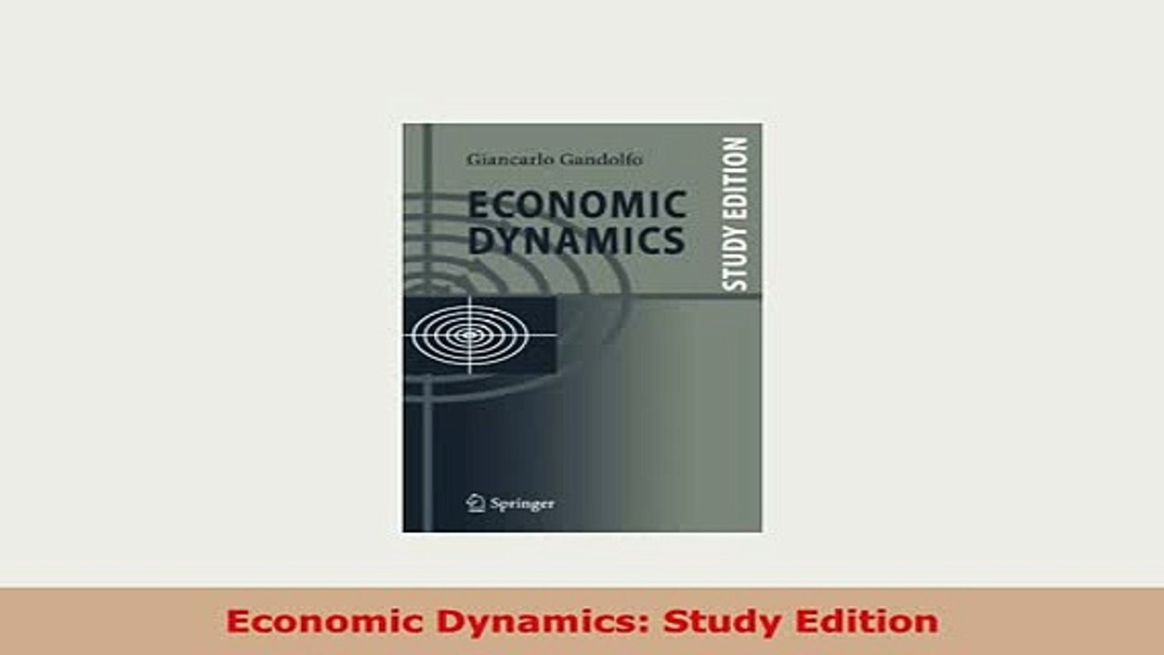 PDF  Economic Dynamics Study Edition PDF Full Ebook