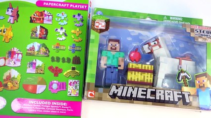 My Little Pony Boxos Paper Craft Style Minecraft Figures Steve Horse MLP Toy Unboxing Review