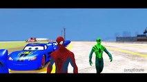 Spiderman Nursery Rhymes Blue Lightning McQueen & Green Spiderman Disney Pixar Cars Part 1