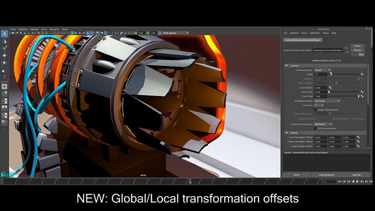 CGI Free Download   Instance Along Curve - Autodesk Maya Plugin 1.1.0  by Mariano Merchante