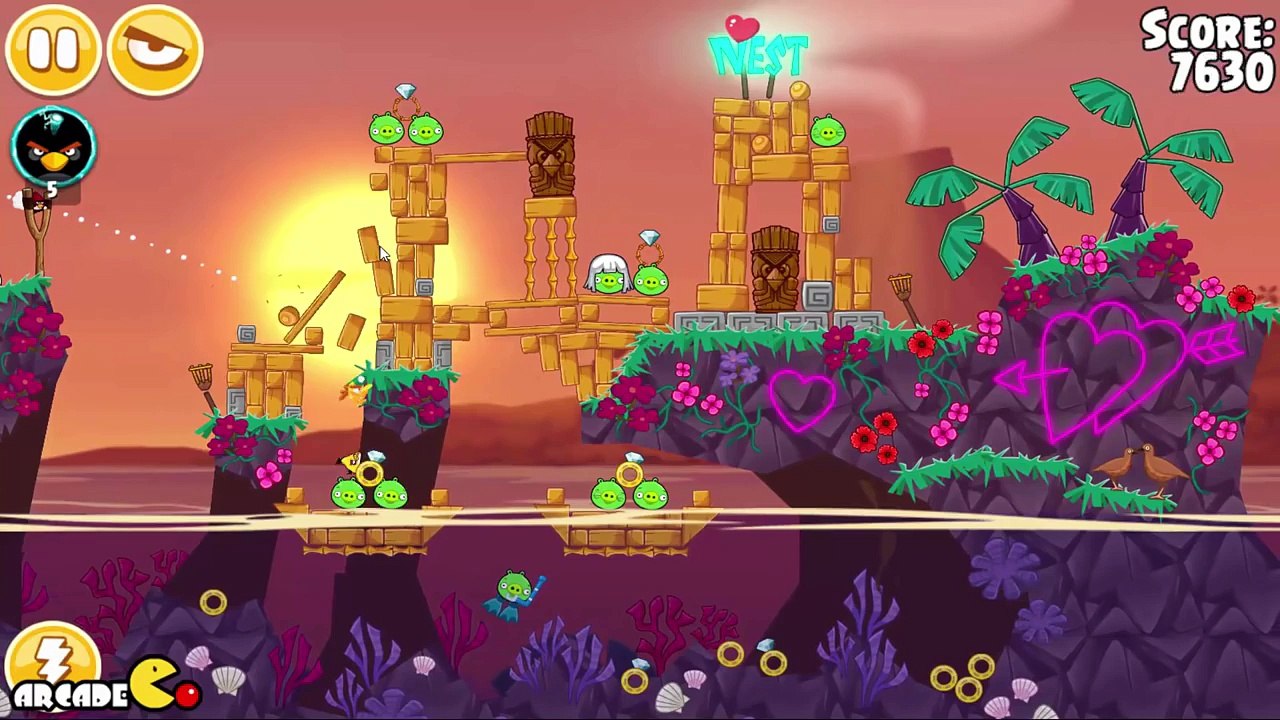 Angry Birds Seasons: Tropigal Paradise GOLDEN EGGS Walkthrough ALL Levels 3 Stars!