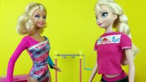 Frozen Barbie Gymnastics Class PART 1 Elsa Kids Chelsea Doll Gymnast Set Parody DisneyCarToys