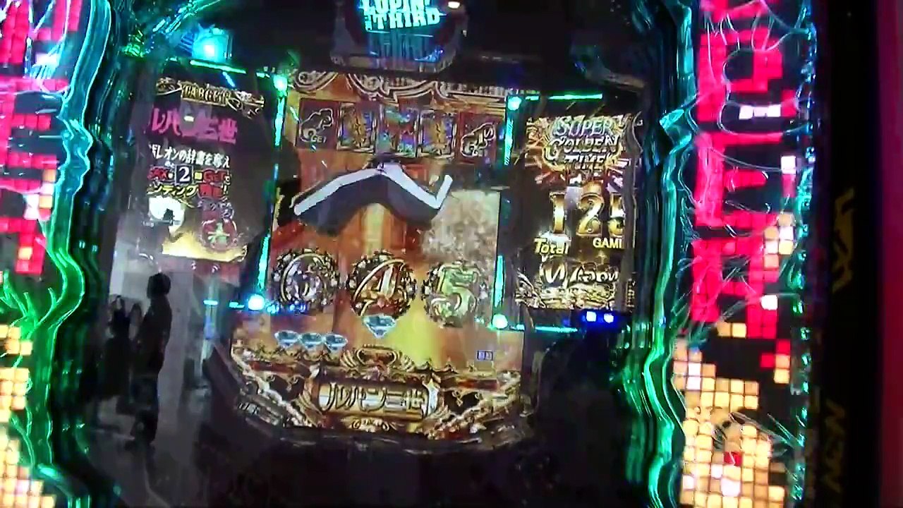 パチンコ新台ルパン三世Im a super hero @平和 GOLDEN TIME(確変) 限界突破(保留連) 実機試打実践演出動画