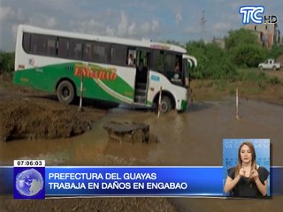 Prefectura del Guayas trabaja en daños en Engabao