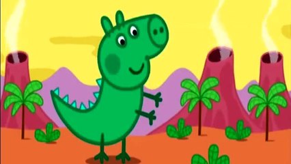 Peppa pig Family Little George Dinosaur scares and running for Peppa Pig Crying