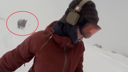 Snowboarder Girl Chased By Bear - I Was Singing Rihanna Work And Didn't Know It Was Behind Me!