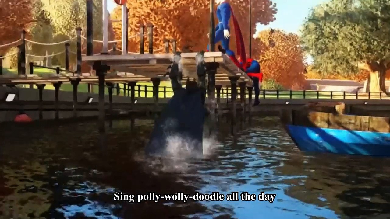 Spiderman Songs Nursery ♪ Polly Wolly Doodle ♪ Superman Lightning McQueen Cars