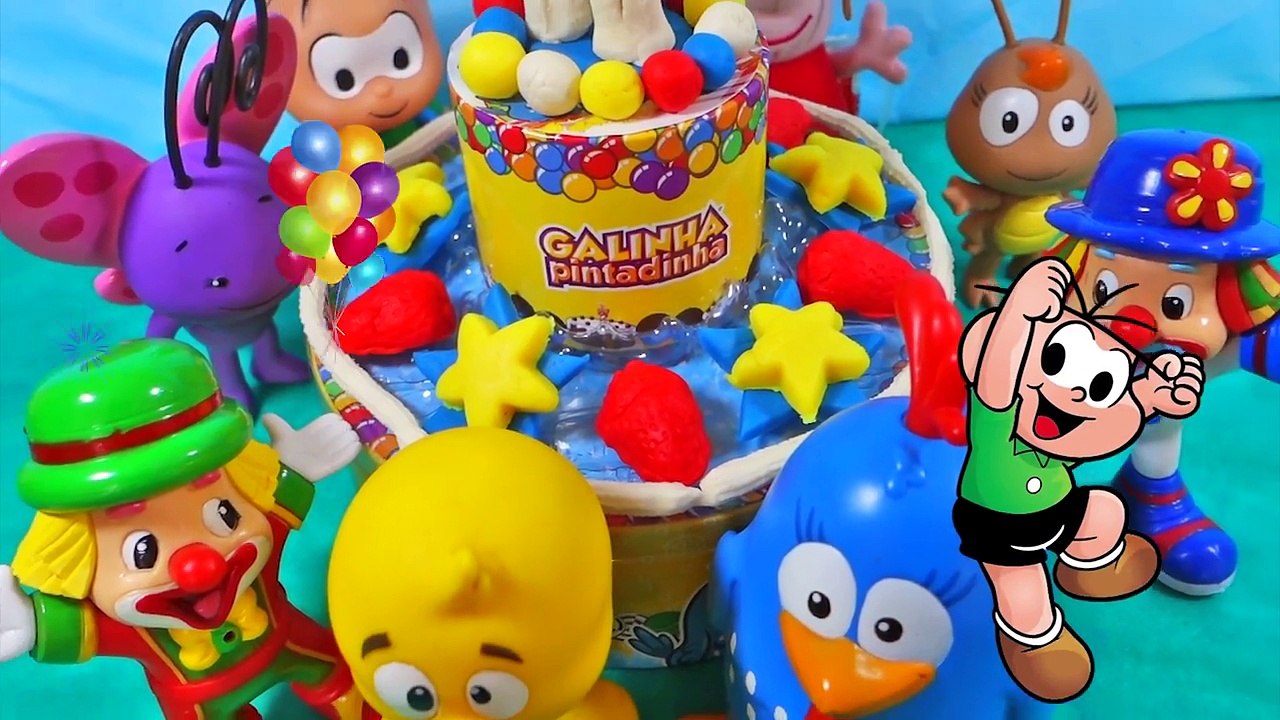 Galinha Pintadinha Massinha Bolo Aniversario Play Doh Peppa Pig Cebolinha Pintinho Cantar Parabens