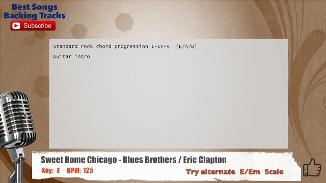 Sweet Home Chicago - Blues Brothers _ Eric Clapton Vocal Backing Track with chords and lyrics