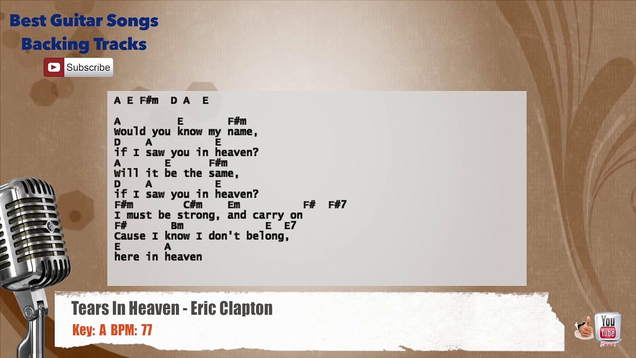 Tears In Heaven - Eric Clapton Vocal Backing Track with chords and lyrics