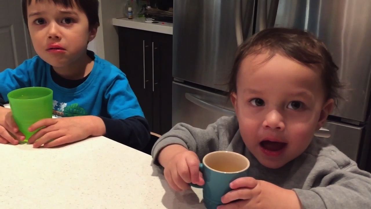 Little Boy Drinks Juice Loudly To Annoy Brother