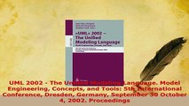 Download  UML 2002  The Unified Modeling Language Model Engineering Concepts and Tools 5th  Read Onl