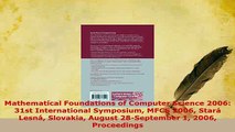 Download  Mathematical Foundations of Computer Science 2006 31st International Symposium MFCS 2006  Read Online