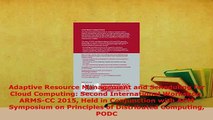 PDF  Adaptive Resource Management and Scheduling for Cloud Computing Second International Free Books