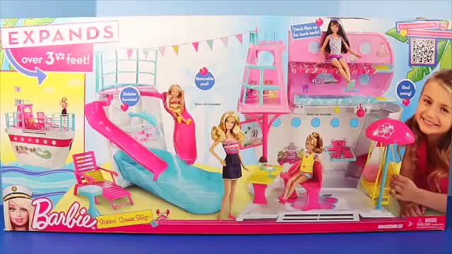 Barbie Sisters Cruise Ship Reviewed by Frozen Elsa and Princess Rapunzel with Little Mermaid Ariel