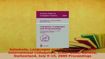 PDF  Automata Languages and Programming 27th International Colloquium ICALP 2000 Geneva  EBook