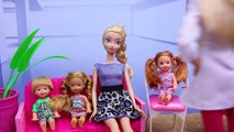 BARBIE DENTIST Visit with Frozen Kids, Doctor Spiderman & Barbie Kelly Dolls by DisneyCarToys