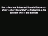 [Read book] How to Read and Understand Financial Statements When You Don't Know What You Are