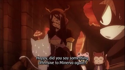 Fairy Tail funny scene (minerva and happy)