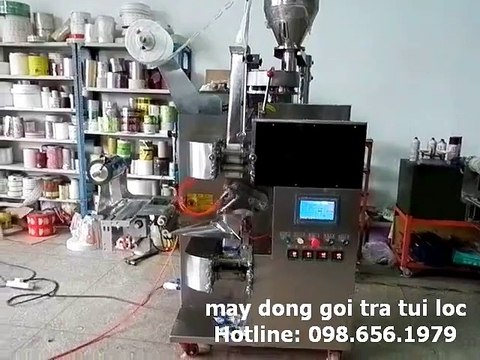 máy đóng gói trà túi lọc tự động, máy đóng gói trà lọc kẹp dây kẹp mác