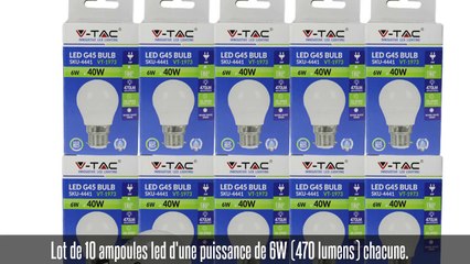 Lot 10 ampoules led B22, 6W, blanc neutre