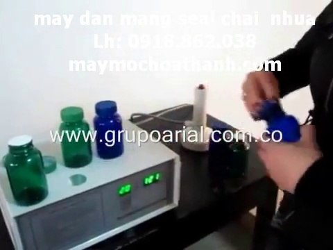 máy dán màng siu chai thuốc, máy ép màng nhôm hũ nhựa, máy màng siu thủ công