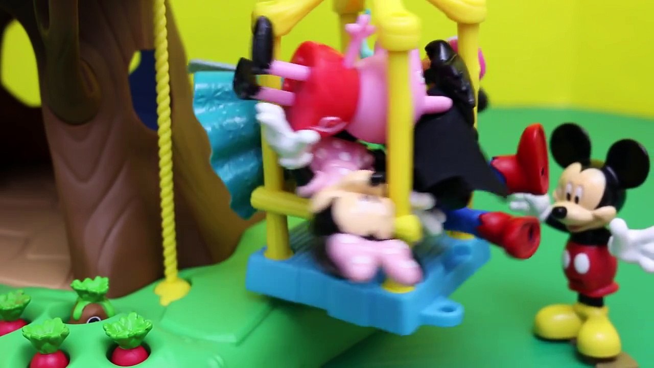 Mickey Mouse with Peppa Pig and Batman with Duplo Lego Spiderman at the Peter Rabbit Treehouse