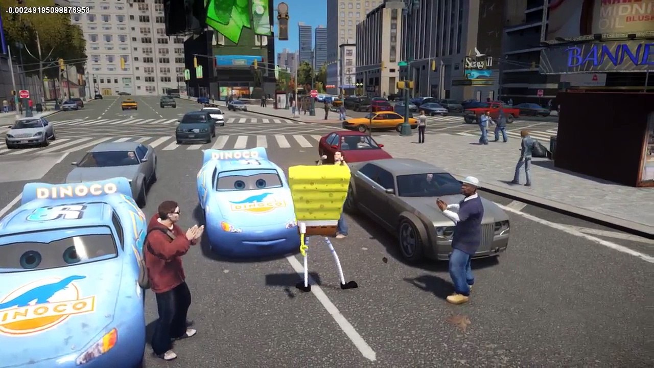 SPONGEBOB FUN DAY WITH LIGHTNING MCQUEEN CAR (DISNEY PIXAR CARS) Part 1