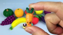 Learn Names of Fruits and Vegetables using Play Doh with Surprise Toys Shopkins Season 3