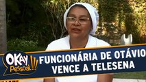 Otávio Mesquita entrevista sua funcionária vencedora da Telesena