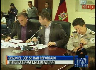 Se han reportado 213 emergencias por el invierno, según el COE