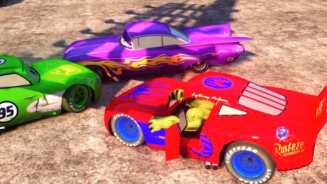 Cars Songs For Kids ♪ One Two Buckle My Shoe ♪ Hulk Spider-Man Amazing Race