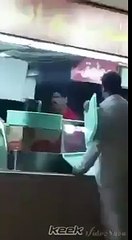 Indian Waiter Beating Crazy Arab in Restaurant