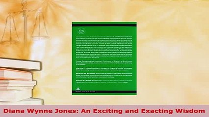 Download  Diana Wynne Jones An Exciting and Exacting Wisdom Free Books