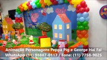 Peppa Pig e George no seu aniversário Personagens Vivos Lindos